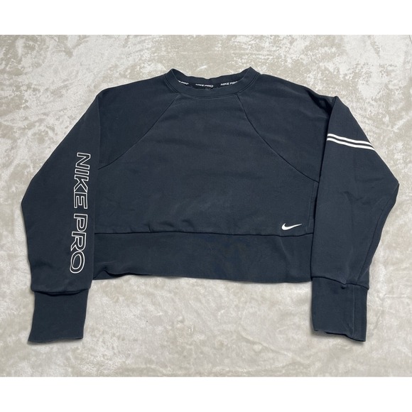 Nike Tops - Nike Pro Sweatshirt Womens Medium Black Cropped Dri-Fit Pullover Athleisure